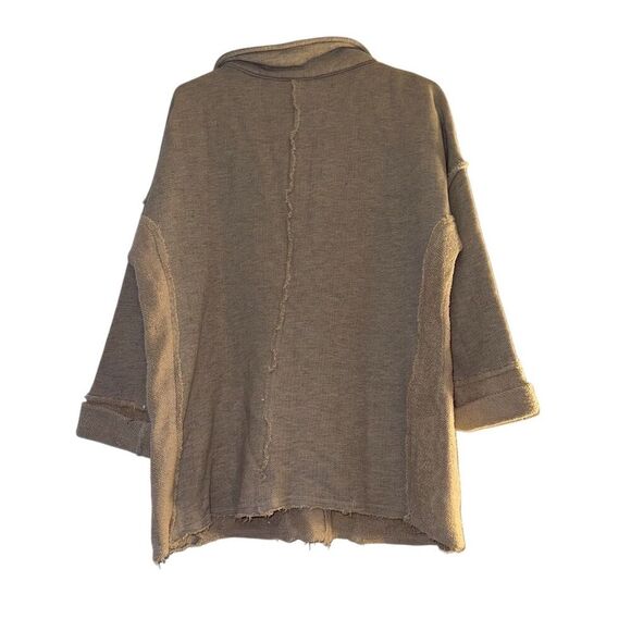 Women's‎ Plus Size Beige Oversized Jacket 3/4 Sleeve Mid-Length Spring - Picture 2 of 8